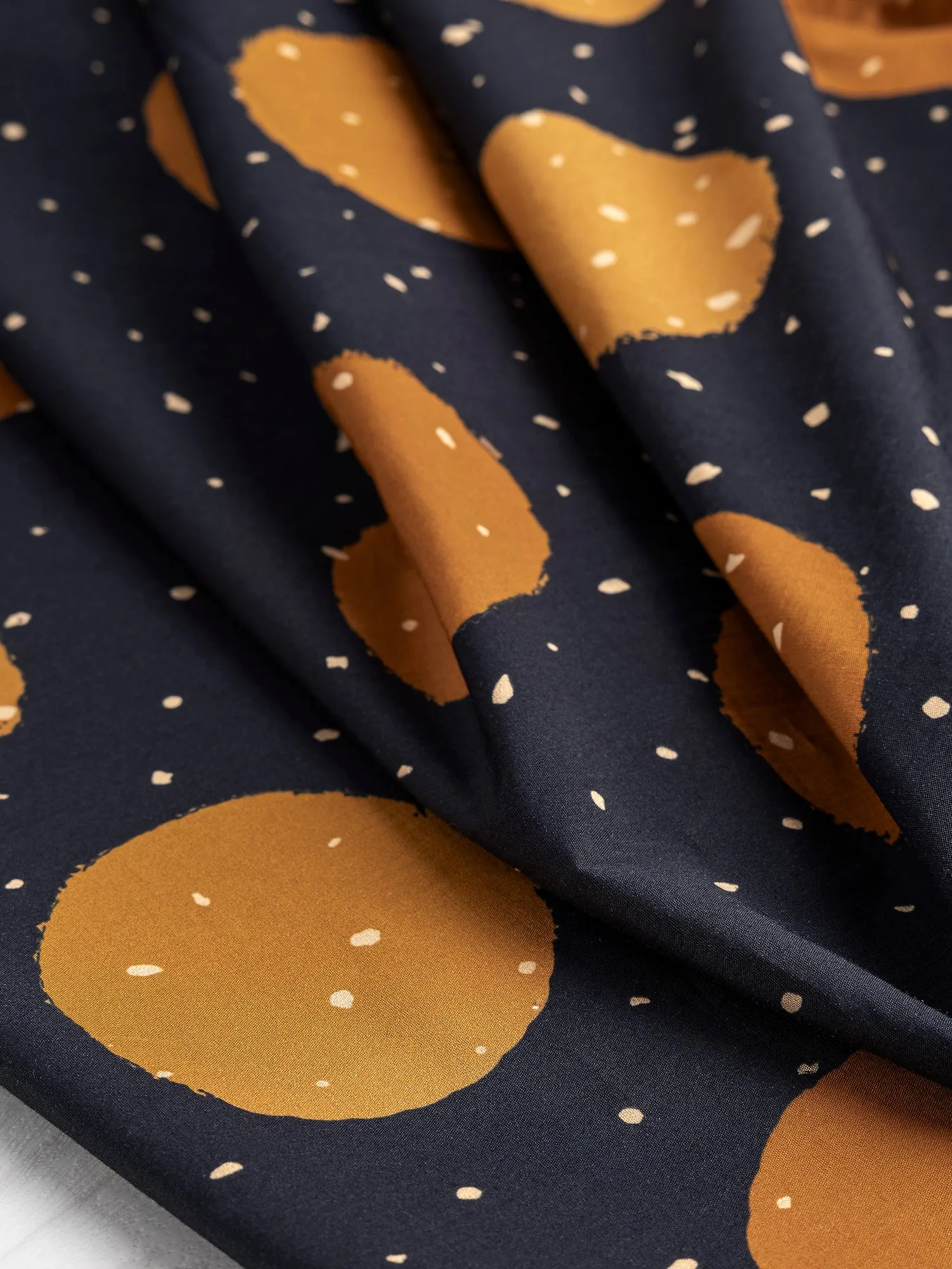 Oversize Polka Dot Print Cotton Poplin - Black   Bronze - Swatch
