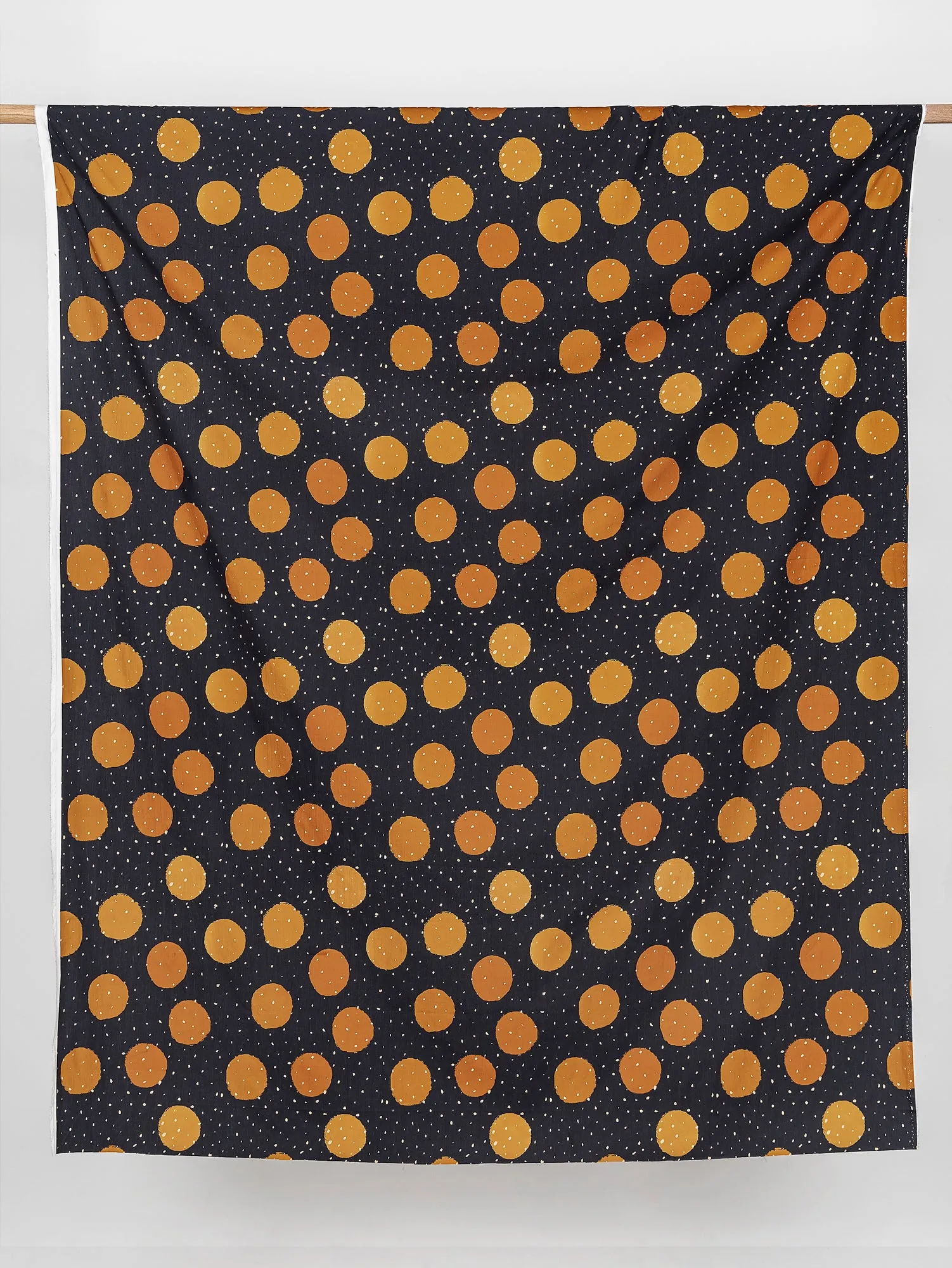 Oversize Polka Dot Print Cotton Poplin - Black   Bronze - Swatch