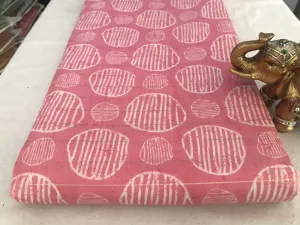 Pink Geometric Hand Screen Printed Lurex Viscose Chanderi Fabric