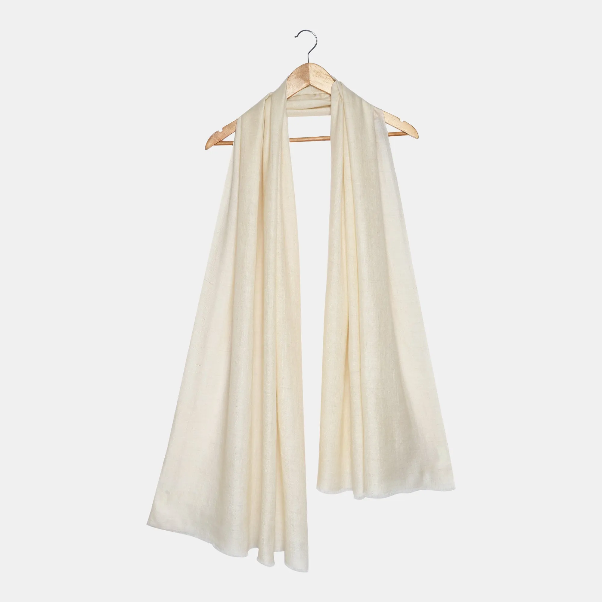 Plain White Shawl 100% Pure Pashmina Shawl
