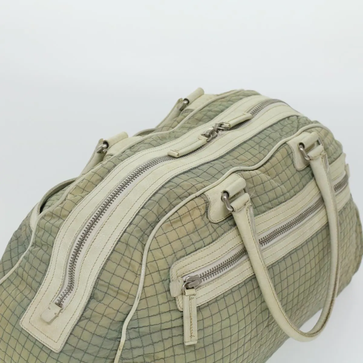 PRADA Quilted Boston Bag Nylon Gray  hk697