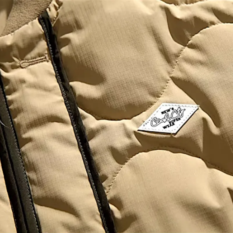 Quilted bomber with contrast piping