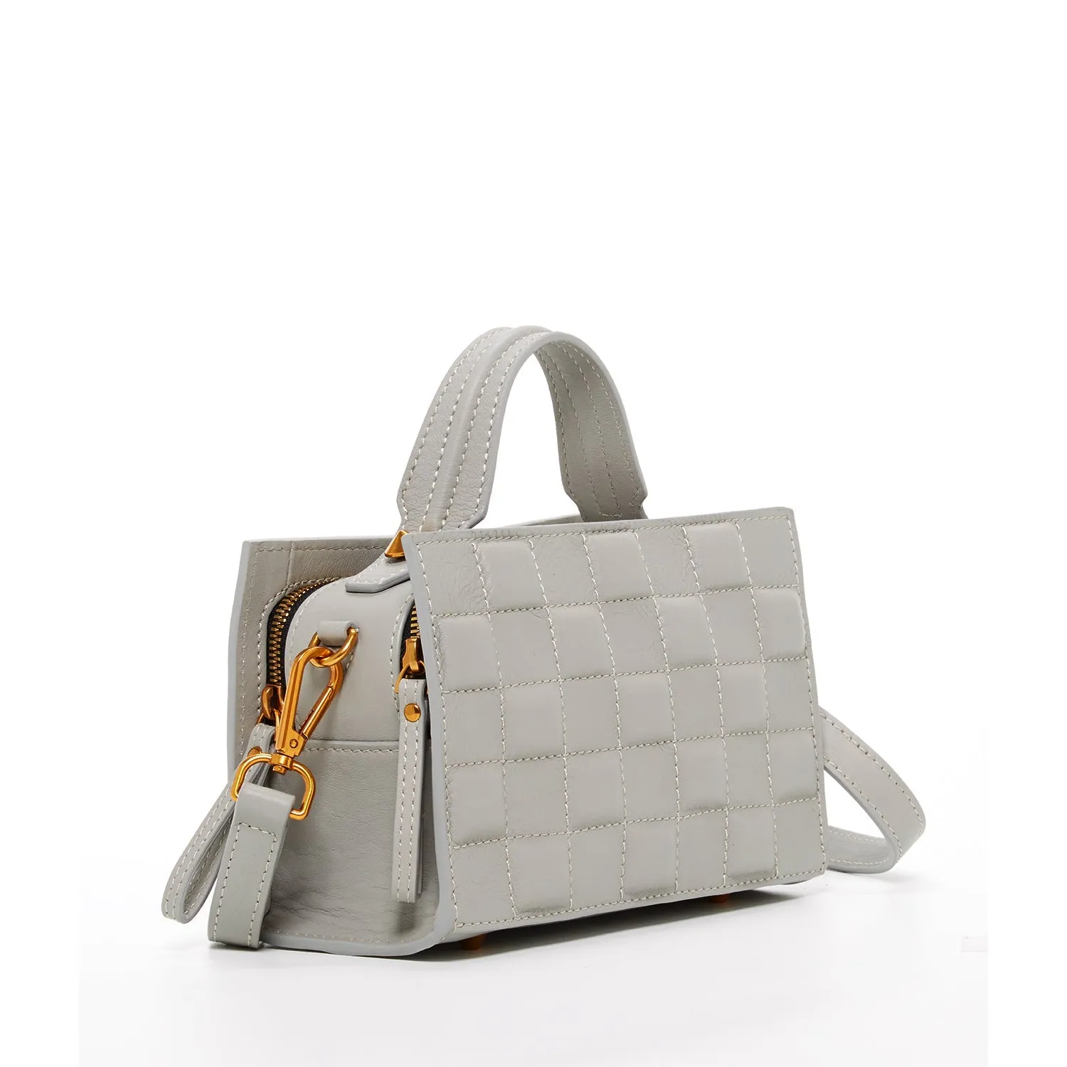 Quilted Gray Leather Purse – Elegant & Versatile Handbag for Every Occasion