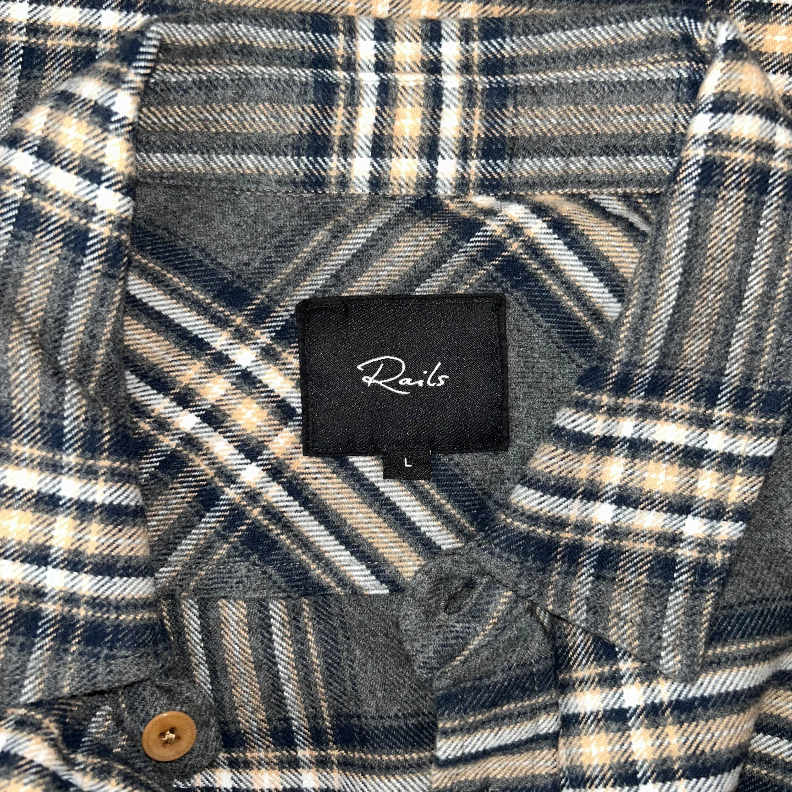Rails Brand New Grey Check Flannel Shirt L