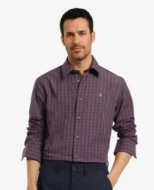 Rare Rabbit Men Otts Dark Maroon Cotton Poly Fabric Full Sleeve Regular Fit Checked Shirt