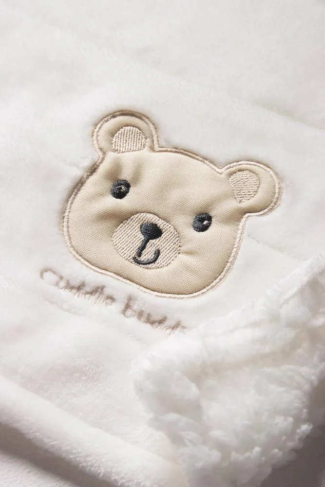 Rib Sherpa Blanket White