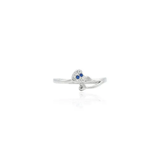 SIlver Glorious Dual Heart Blue Gem Ring