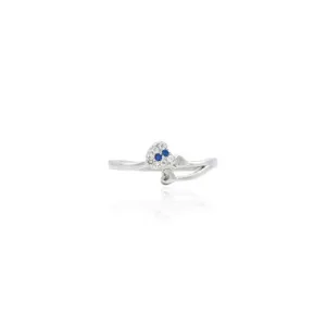 SIlver Glorious Dual Heart Blue Gem Ring