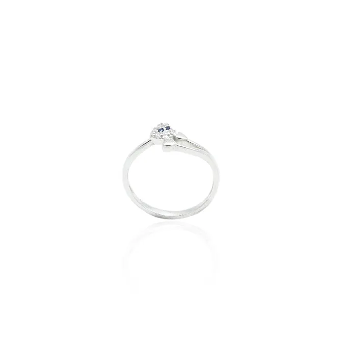 SIlver Glorious Dual Heart Blue Gem Ring