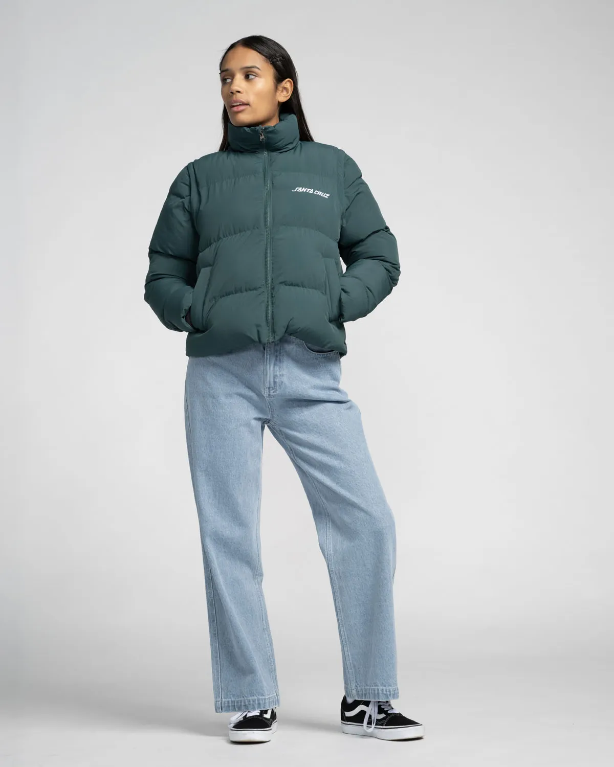 Strip 2 In 1 Quilted Jacket in Emerald