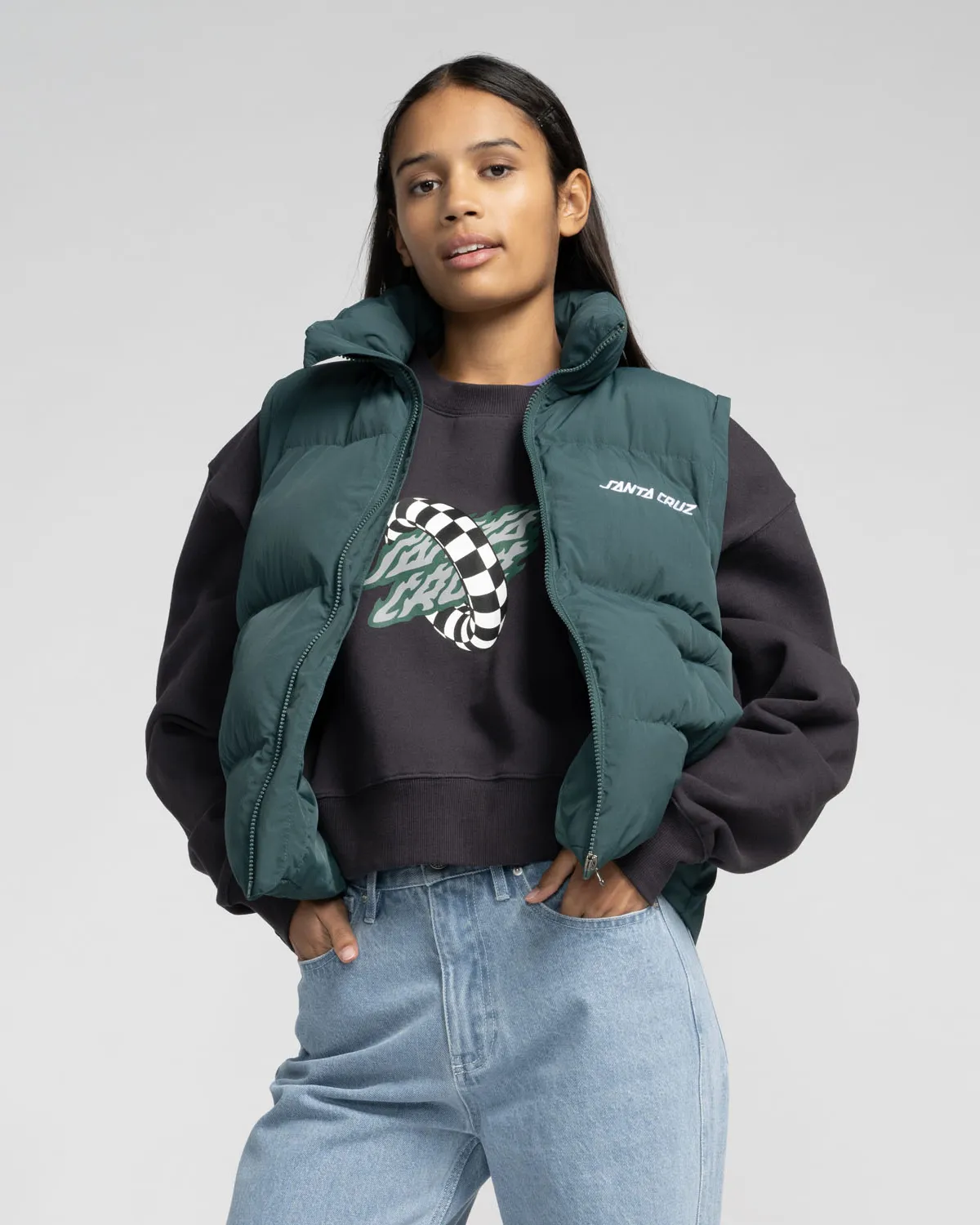 Strip 2 In 1 Quilted Jacket in Emerald