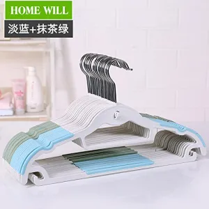 U-emember Clothes Rack Home Non-Marking Coat Hanger Non-Slip Plastic Coat Holding Quarters Students Of Clothes Against The Admission Of Hanging Clothes Hangers, 20, A Wall Of Light Blue   Matcha Green