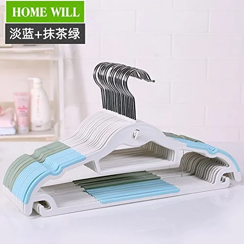 U-emember Clothes Rack Home Non-Marking Coat Hanger Non-Slip Plastic Coat Holding Quarters Students Of Clothes Against The Admission Of Hanging Clothes Hangers, 20, A Wall Of Light Blue   Matcha Green