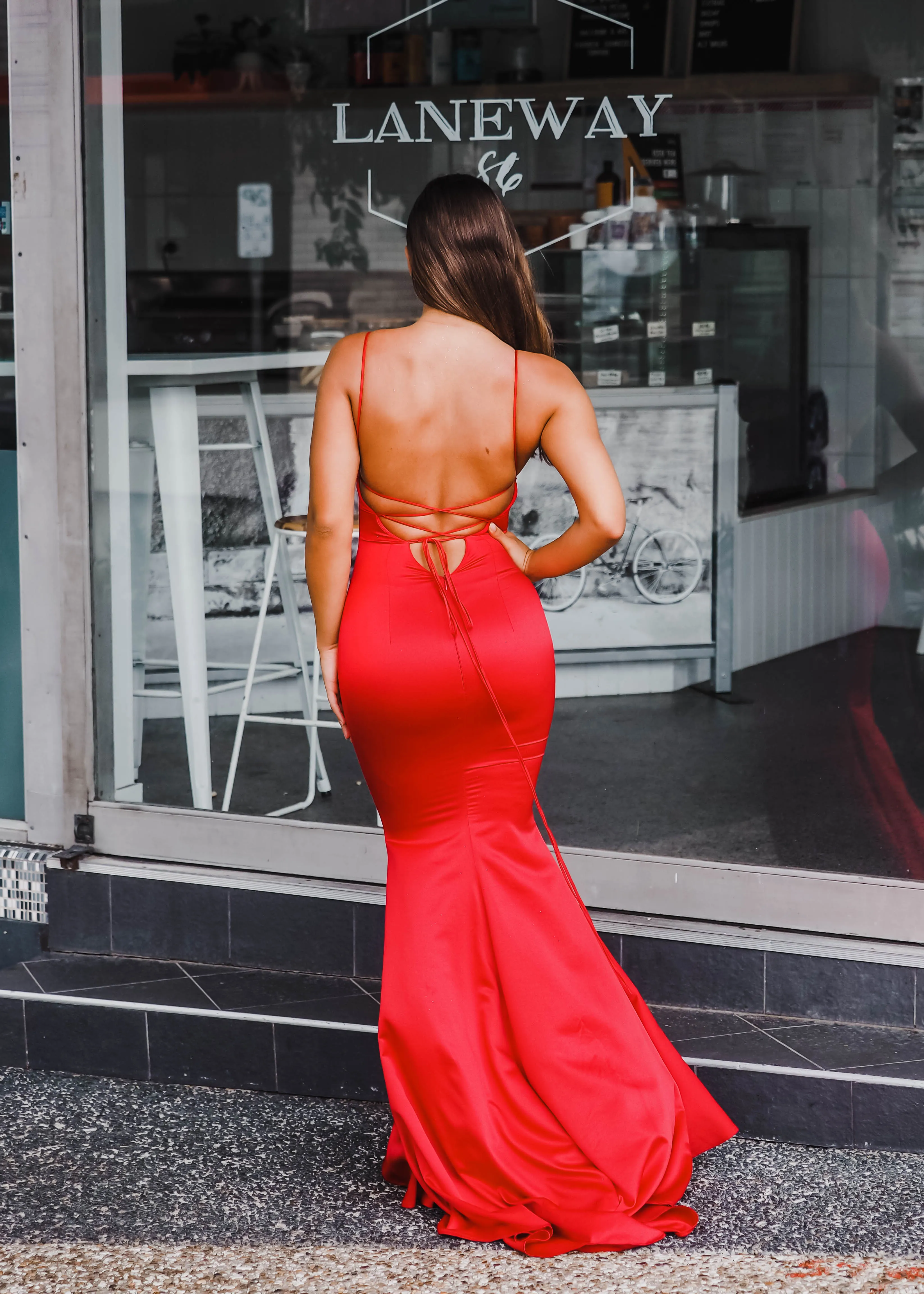 Vibrant satin dress cowl neck top mermaid dress