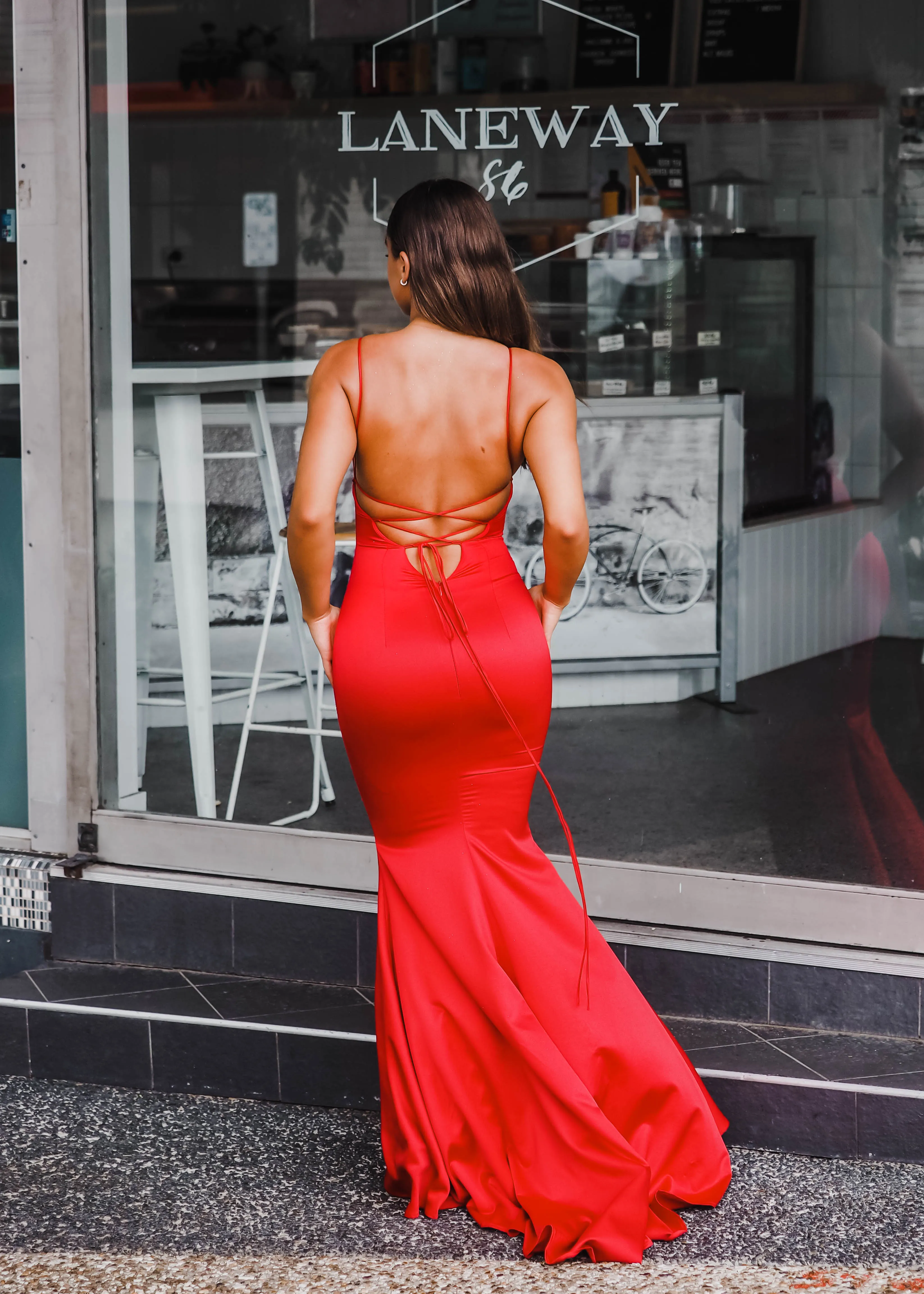 Vibrant satin dress cowl neck top mermaid dress