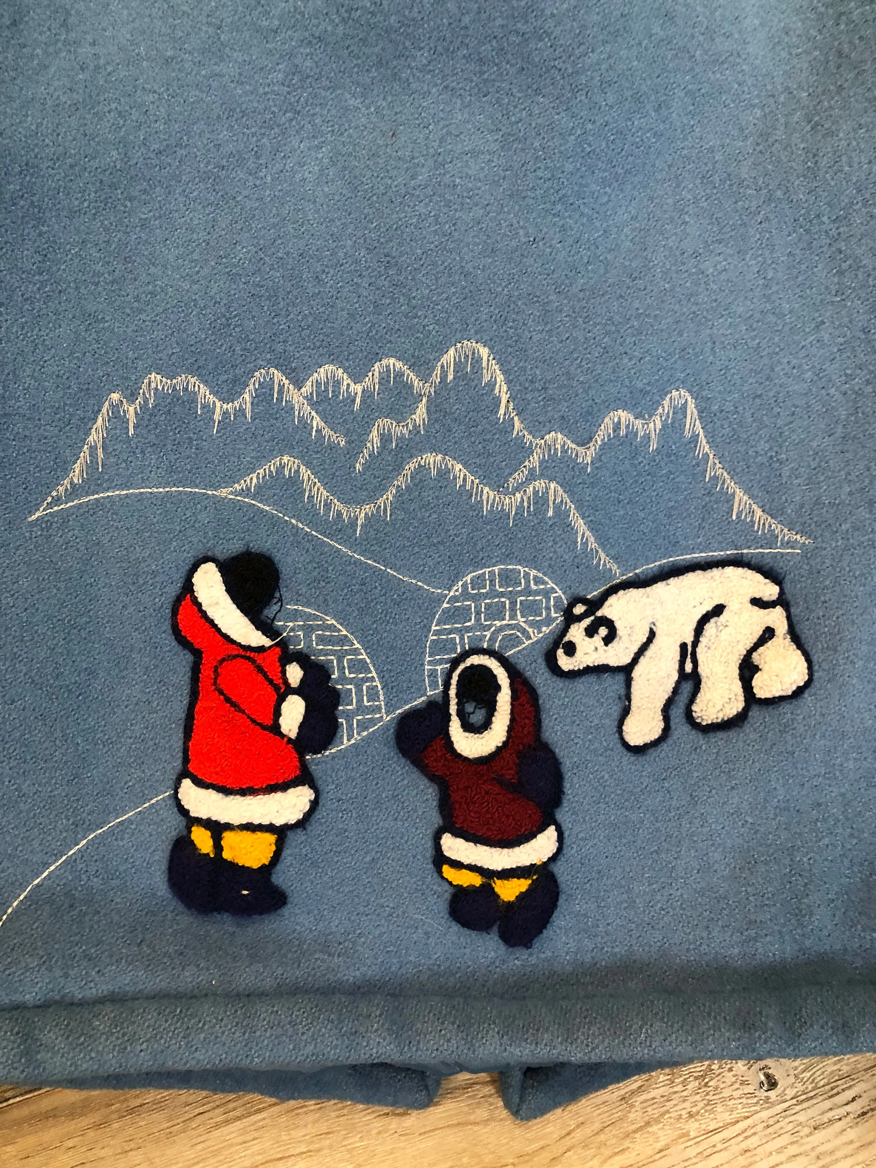 Vintage Northern Sun Light Blue Northern Parka with Arctic life motif, Made in Canada, SOLD