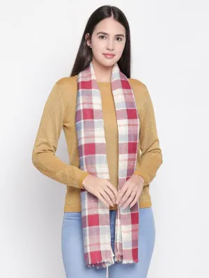 Women Red & Blue Checked Scarf