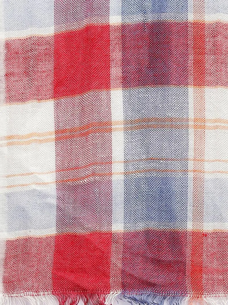 Women Red & Blue Checked Scarf