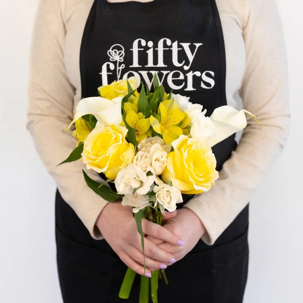 Yellow Fuzzy Rose Bouquet Bar Flower Kit