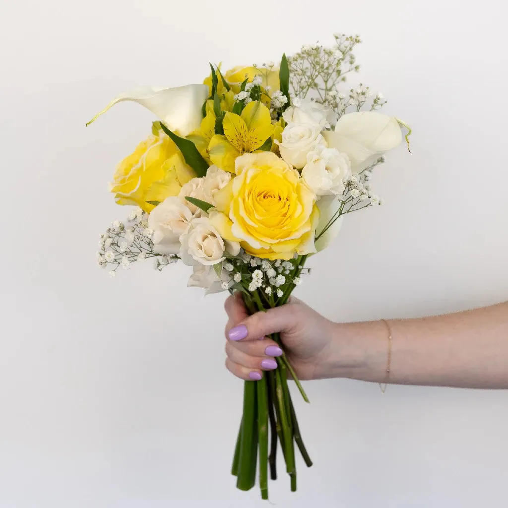 Yellow Fuzzy Rose Bouquet Bar Flower Kit
